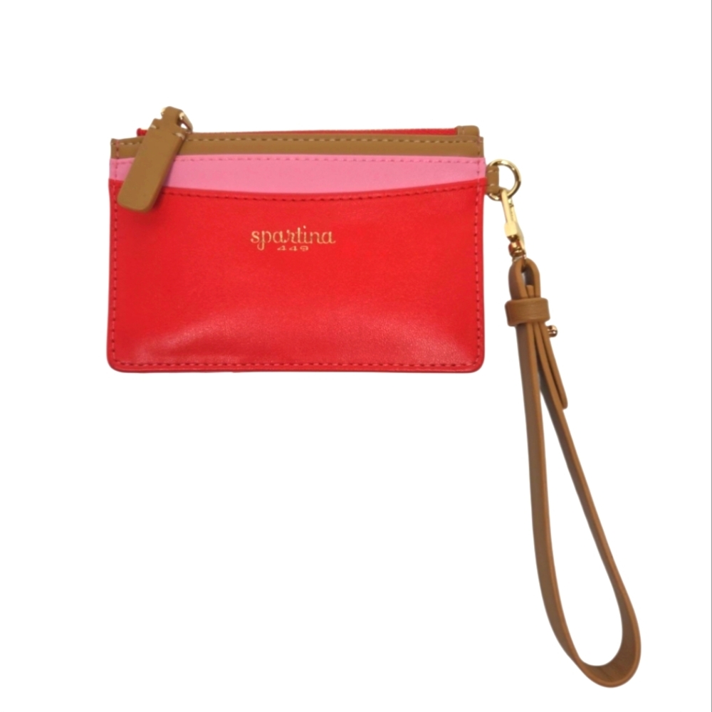 Spartina 449 Slim Colorblock Coin Card Case Keychain NWOT
